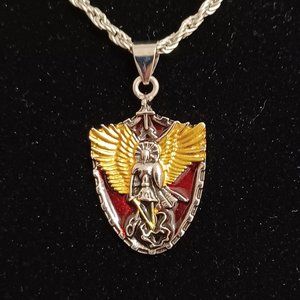NEW Saint Michael Shield Protection Archangel Necklace Pendant Religious Jewelry